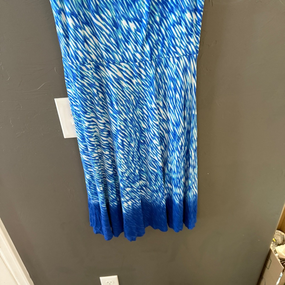 Athleta Blue White Abstract Print Sleeveless Fit Flare Dress XS Outdoor Hiking - Picture 6 of 9